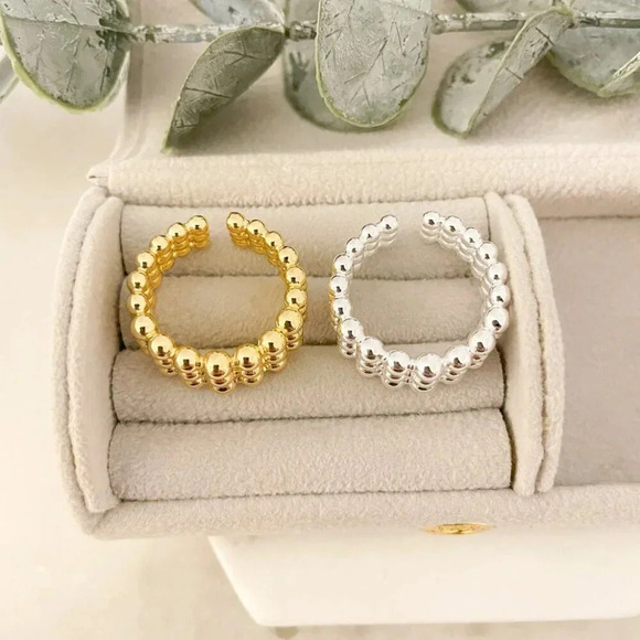 925 Sterling Silver Minimalist Bead Ring Layer Ring Band Silver or Gold Ring - Picture 5 of 10